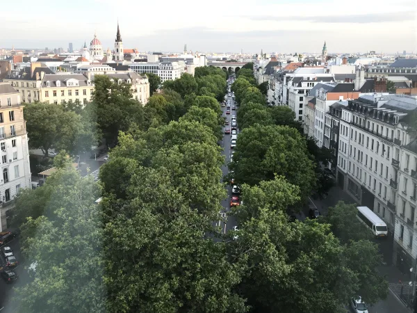 Vue urbaine de Forest 1190 illustrant l'exposition au bruit des grands axes — VITRIER FOREST